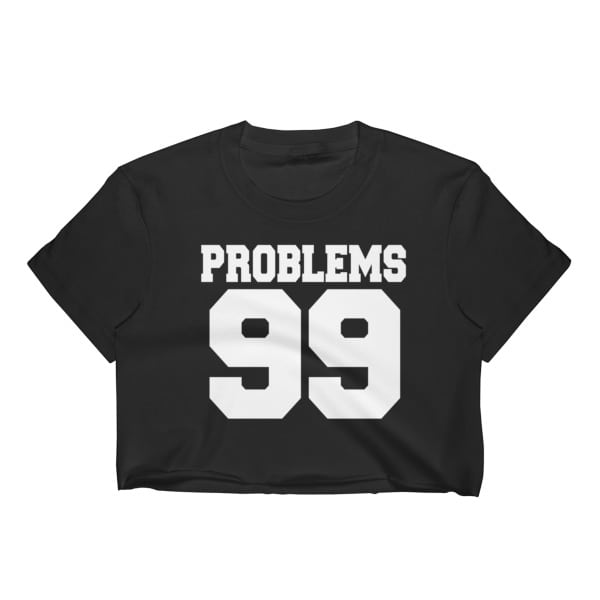 Athletic Jersey Cropped Tee, 'PROBLEMS 99' Black